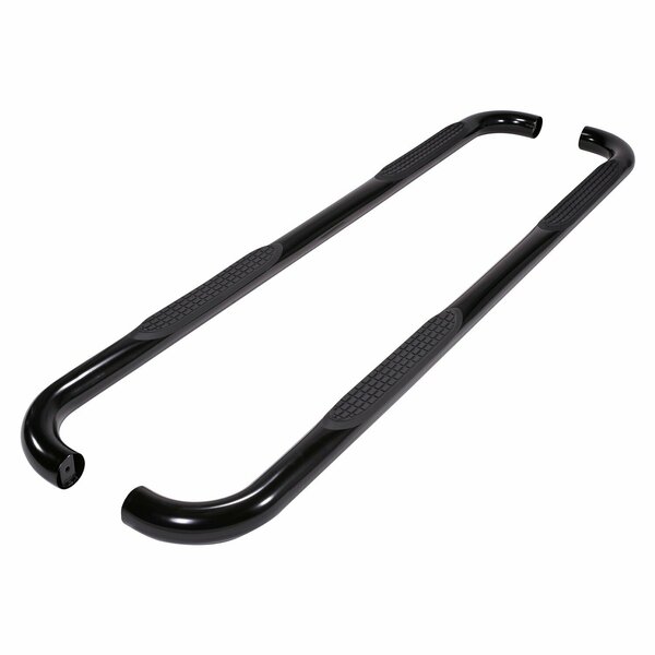 Trailfx With Step Pads, 3" Round Bent 60 Degree, Powder Coated, Black, Steel, Without End Caps A0041B